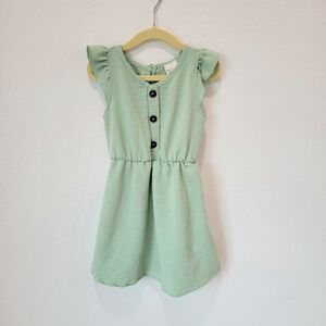 Heart & Arrow Girls Light Green Ruffle Sleeve Button Dress Size 4